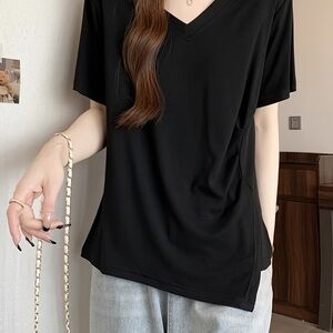 Elegant Black V-Neck Women's Top